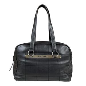 CHANEL Black Leather Boston Bag